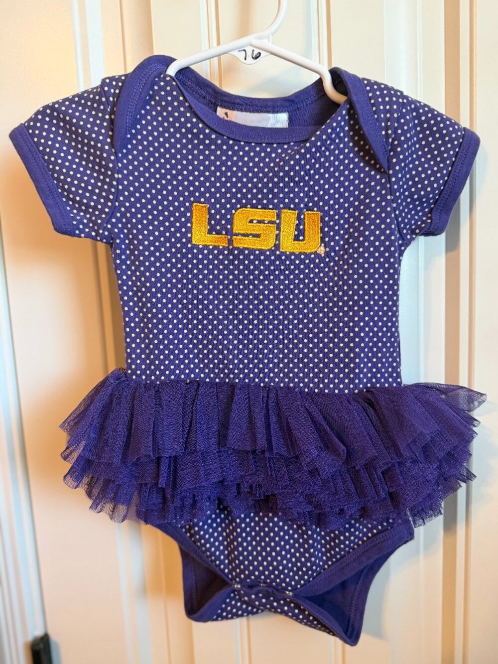 Polka dot LSU Onesie with attached tutu